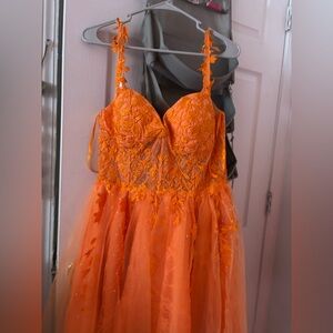 Orange Stacees homecoming dress, size twelve